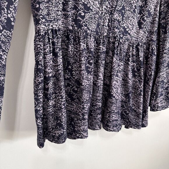 Anthropologie Akemi Kin Top M Marcella Lace Up Scoop Neck Boho Bell Sleeve - Picture 5 of 13